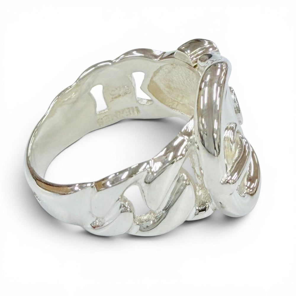 HERMES Vintage Boucles Sellier Ring, 925 Sterling Silver, Made in France, Weight 6.05g, Women's Ring — Like New