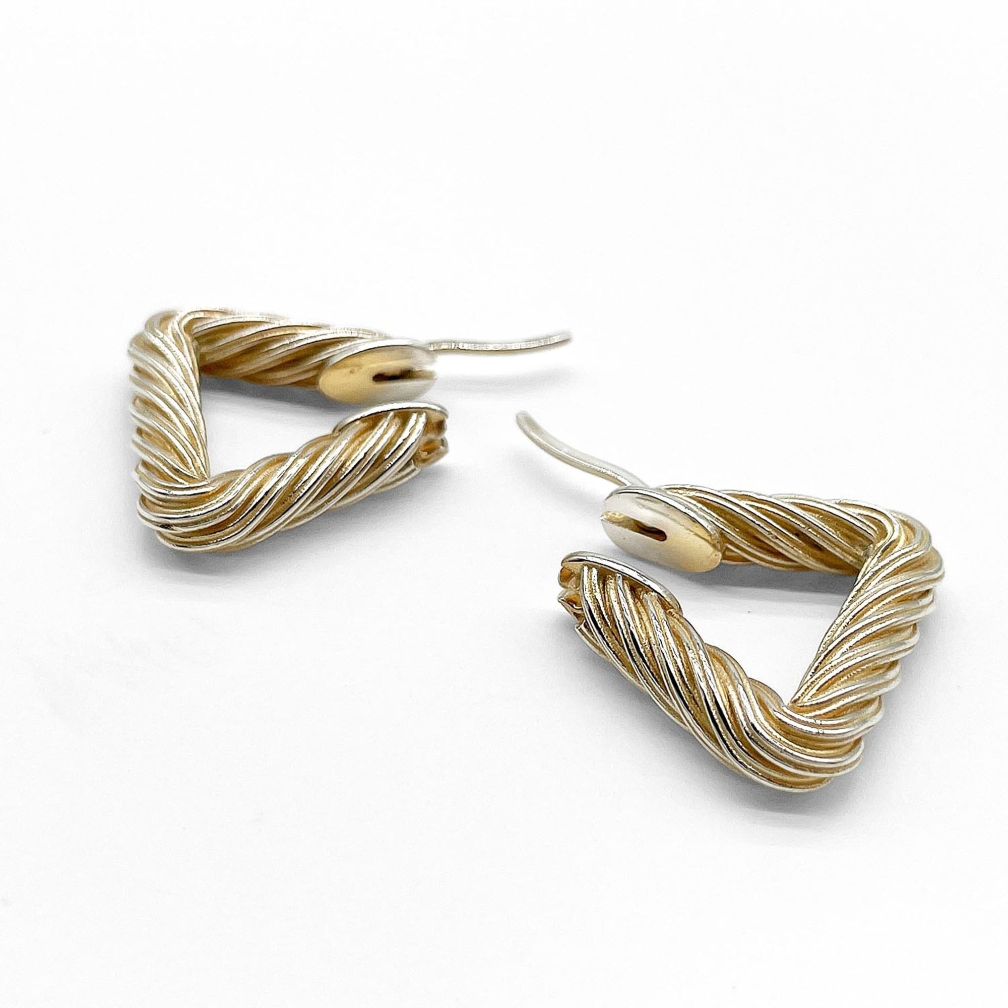 BOTTEGA VENETA Cord Triangle Twist Hoop Earrings, SV925 Silver, Men's & Women's — Like New