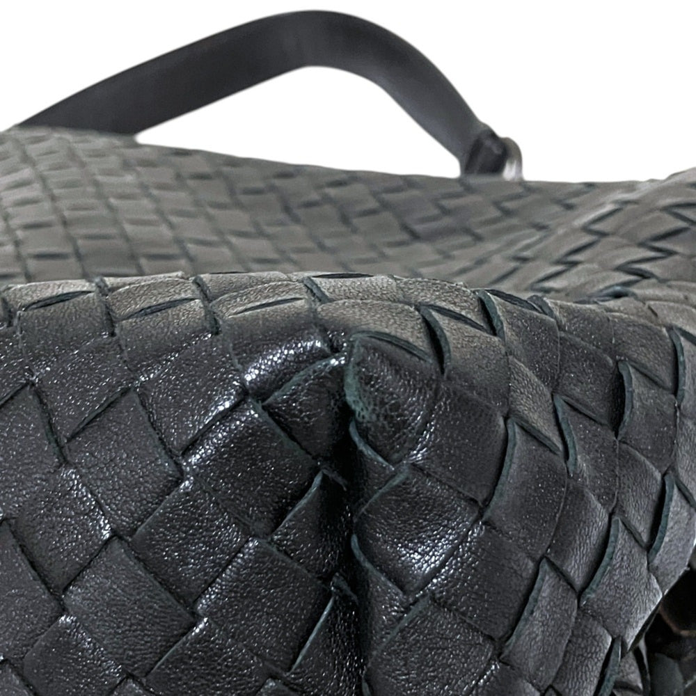 BOTTEGA VENETA Intrecciato Leather Chain Handle Olympia Handbag Shoulder Bag Black Women's — Like New