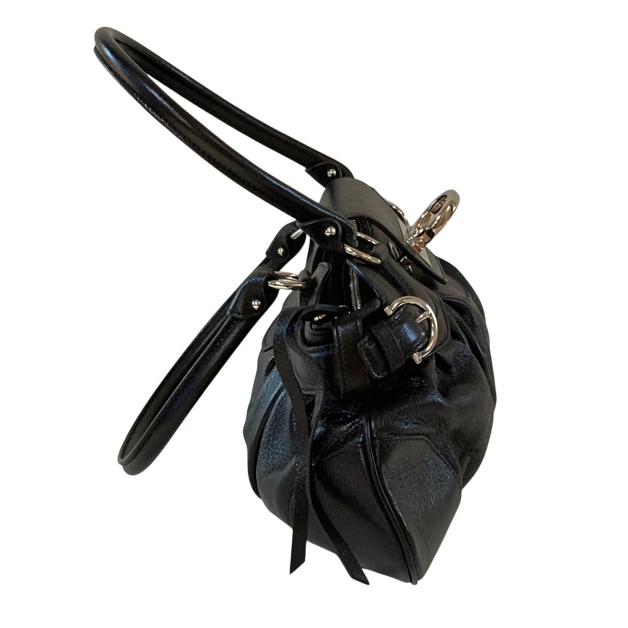 Salvatore Ferragamo Marissa Gancini Hardware Leather Handbag AU-21 6317 Black Women's — Like New