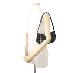 Louis Vuitton shoulder bag, calfskin leather, pochette LV Bloom M29456, black, leather handbag, women's, LOUIS VUITTON — Like New