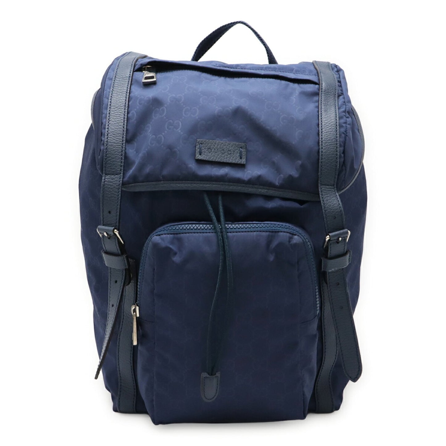 GUCCI GG nylon backpack, rucksack, daypack, leather, navy blue, 510336
