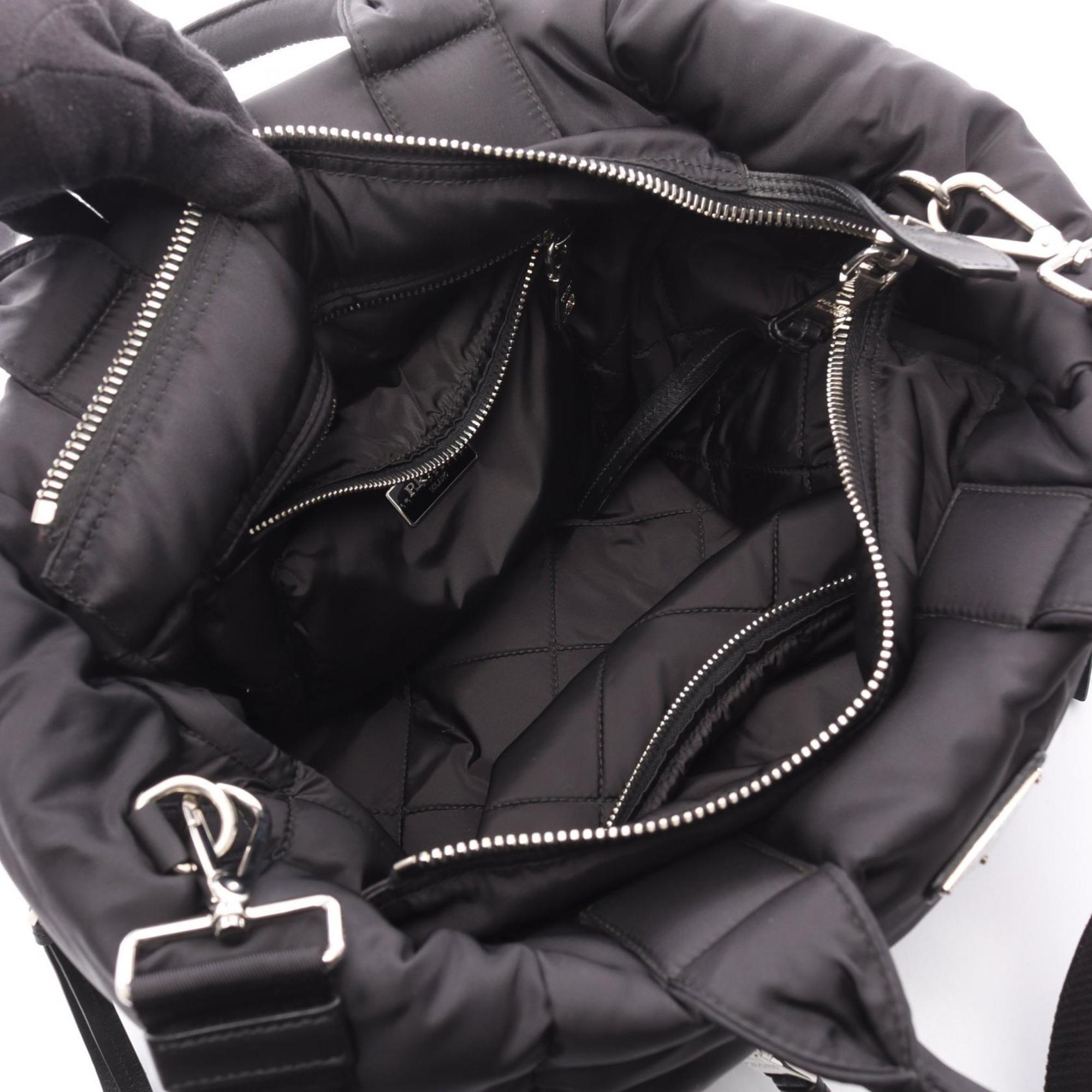 Prada Tessuto Bomber handbag in nylon and leather, black, BN2632.