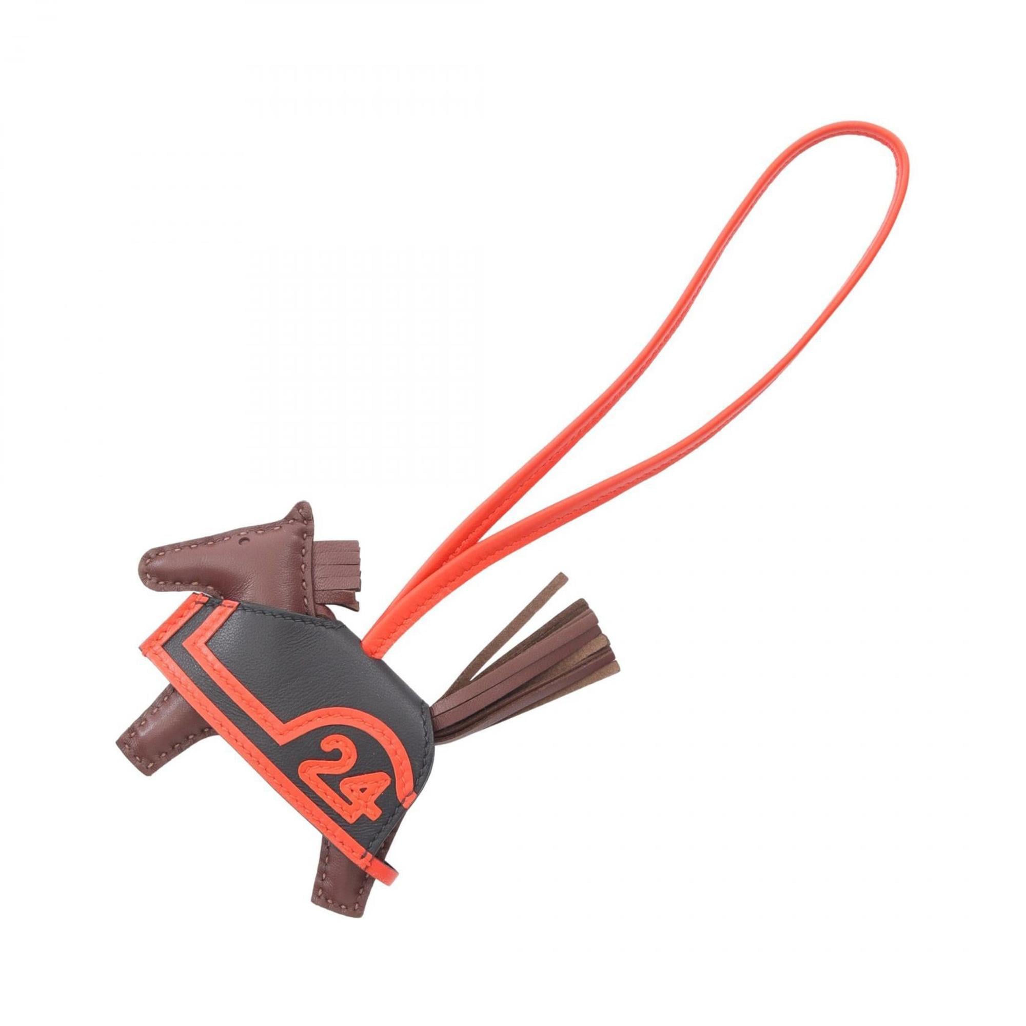 Hermes Hermès Rodeo PM Robeaux Cool Charm Leather Accessory, Anjou Milo, Swift Leather, Women's, Brown, Black, Red, Tail — New - Store Return