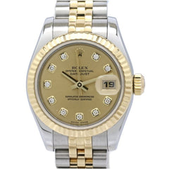 ROLEX Datejust 10P Diamond 179173G Women's Watch SSx18K Yellow Gold 40580 — Good