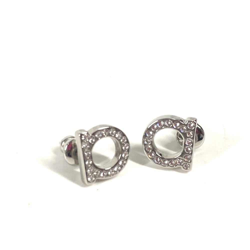 Salvatore Ferragamo 76 0123 Gancini Rhinestone Accessories Earrings Metal Men's Women's Silver — Like New