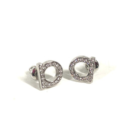 Salvatore Ferragamo 76 0123 Gancini Rhinestone Accessories Earrings Metal Men's Women's Silver — Like New