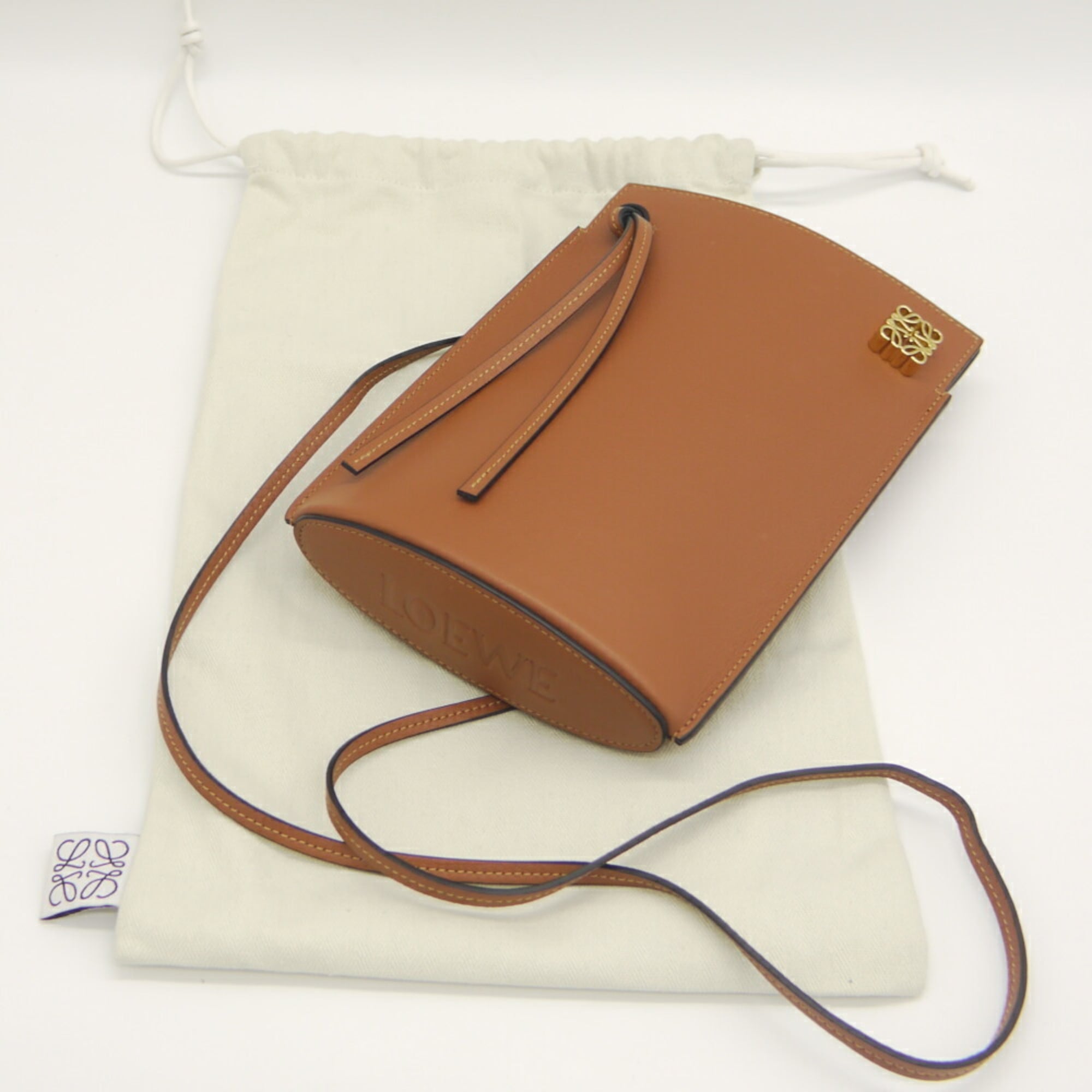 LOEWE Dice Pocket Shoulder Bag Mini Sand C630R12X01 Brown