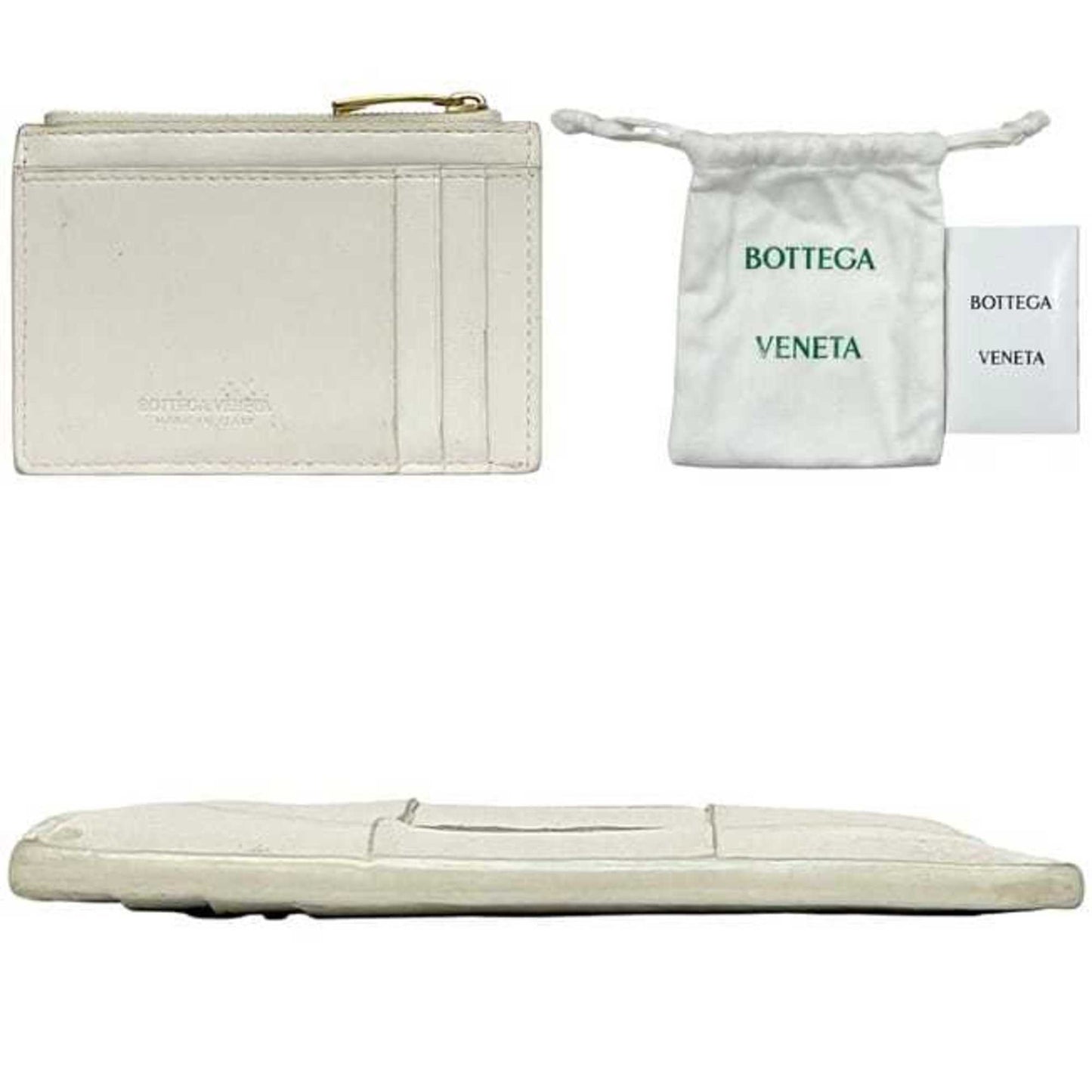 Bottega Veneta Coin Case ec-24609 White Cassette 679843 Purse Leather P01931123D BOTTEGA VENETA Mini Card Holder Intrecciato Pattern Men's Women's