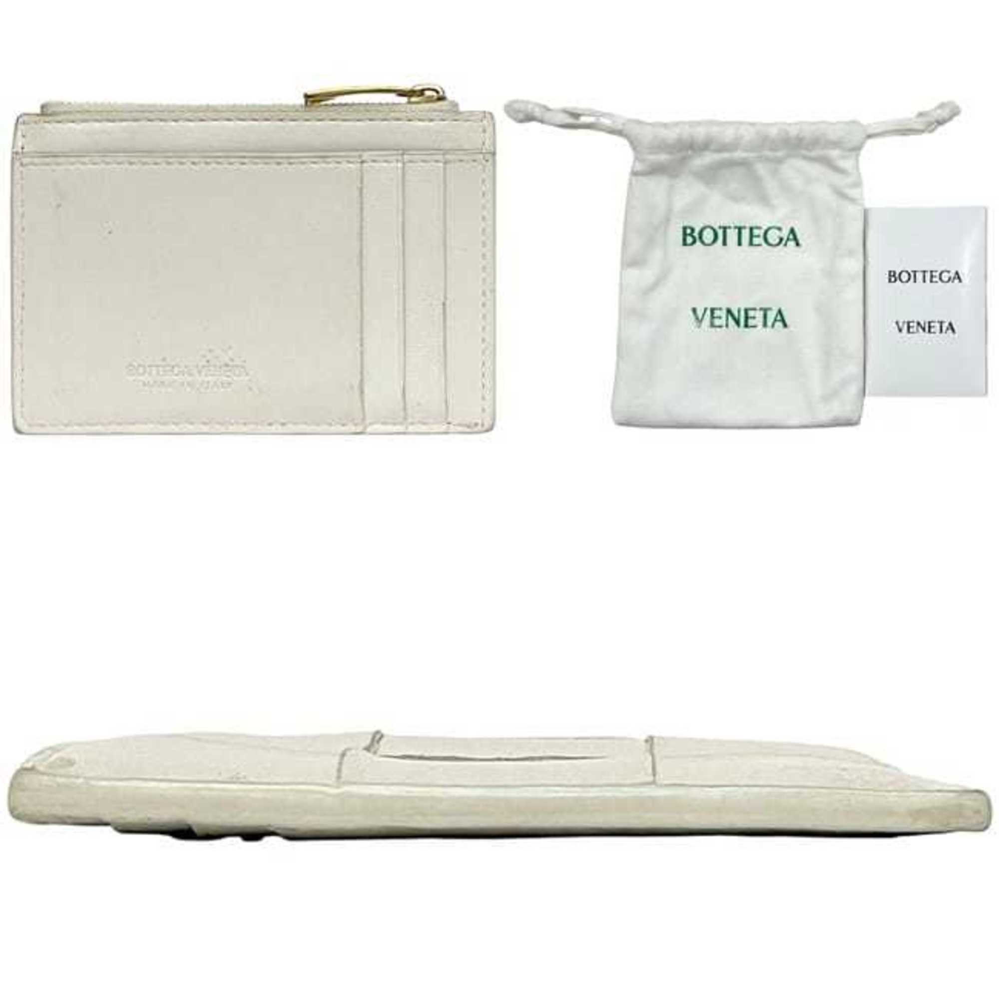 Bottega Veneta Coin Case ec-24609 White Cassette 679843 Purse Leather P01931123D BOTTEGA VENETA Mini Card Holder Intrecciato Pattern Men's Women's