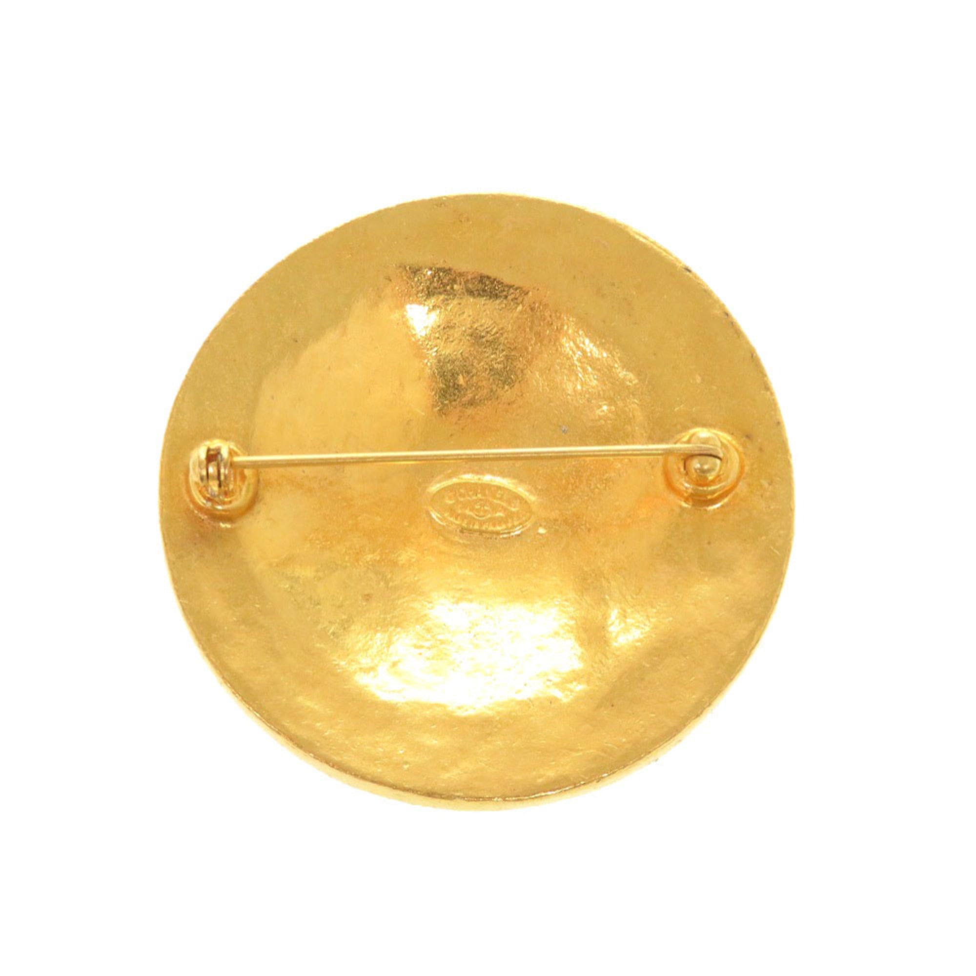 Excellent condition Chanel vintage Coco Mark metal gold brooch 0068CHANEL