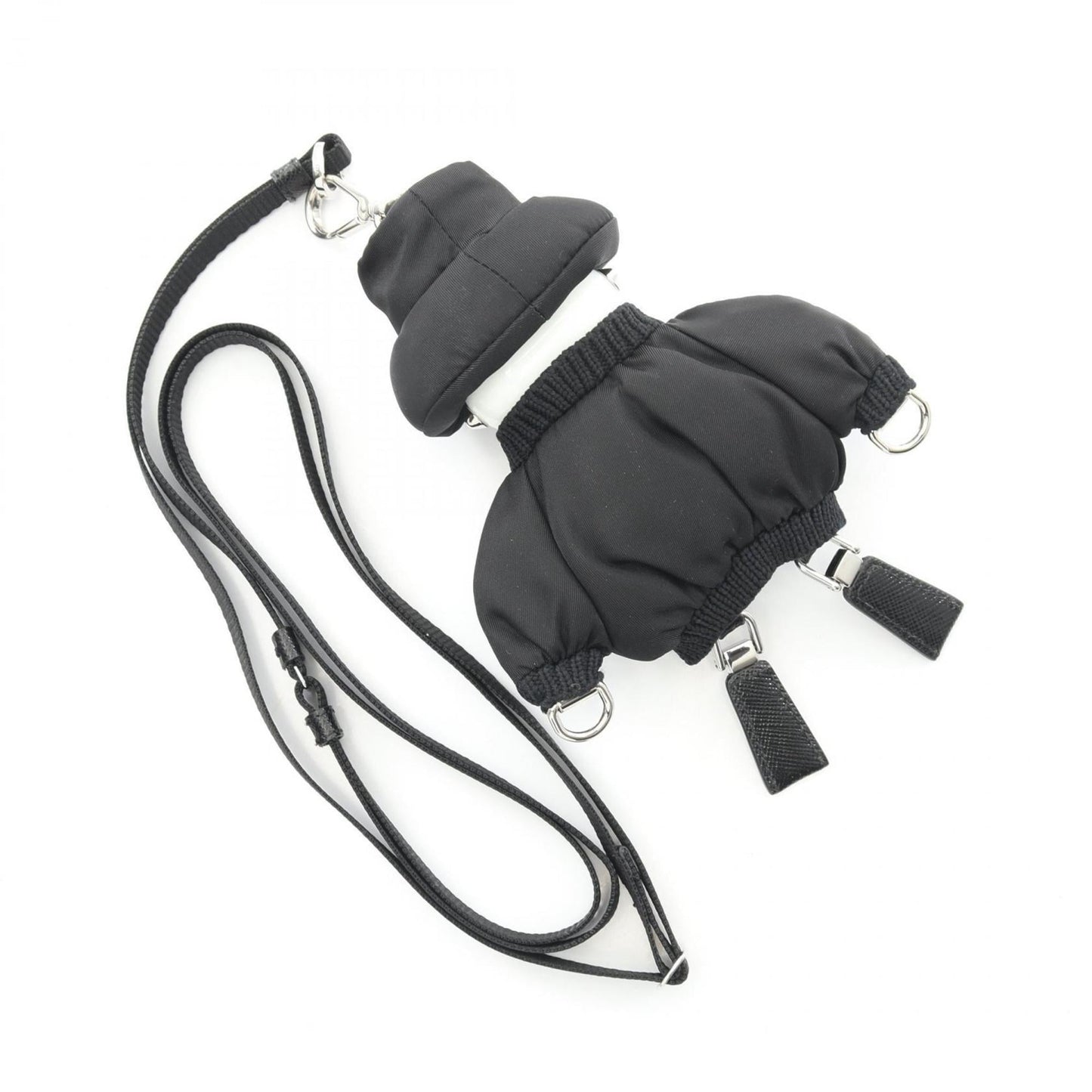 Prada Re-Nylon Soft Robot Charm, nylon and Saffiano leather, men's women's, black white, 1TT181_2COU_F0002