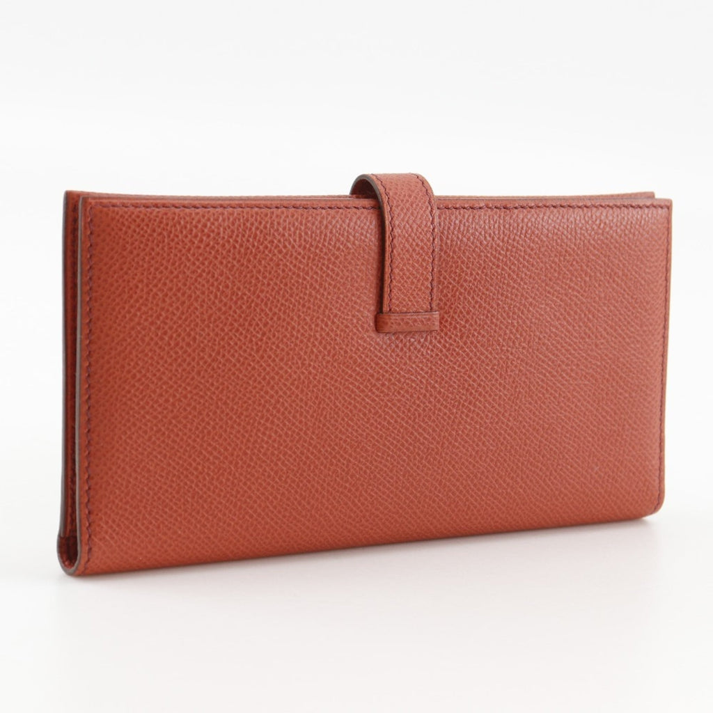 Hermes Hermès Bean Long Wallet, Epsom Leather, 2003, Orange, Women's