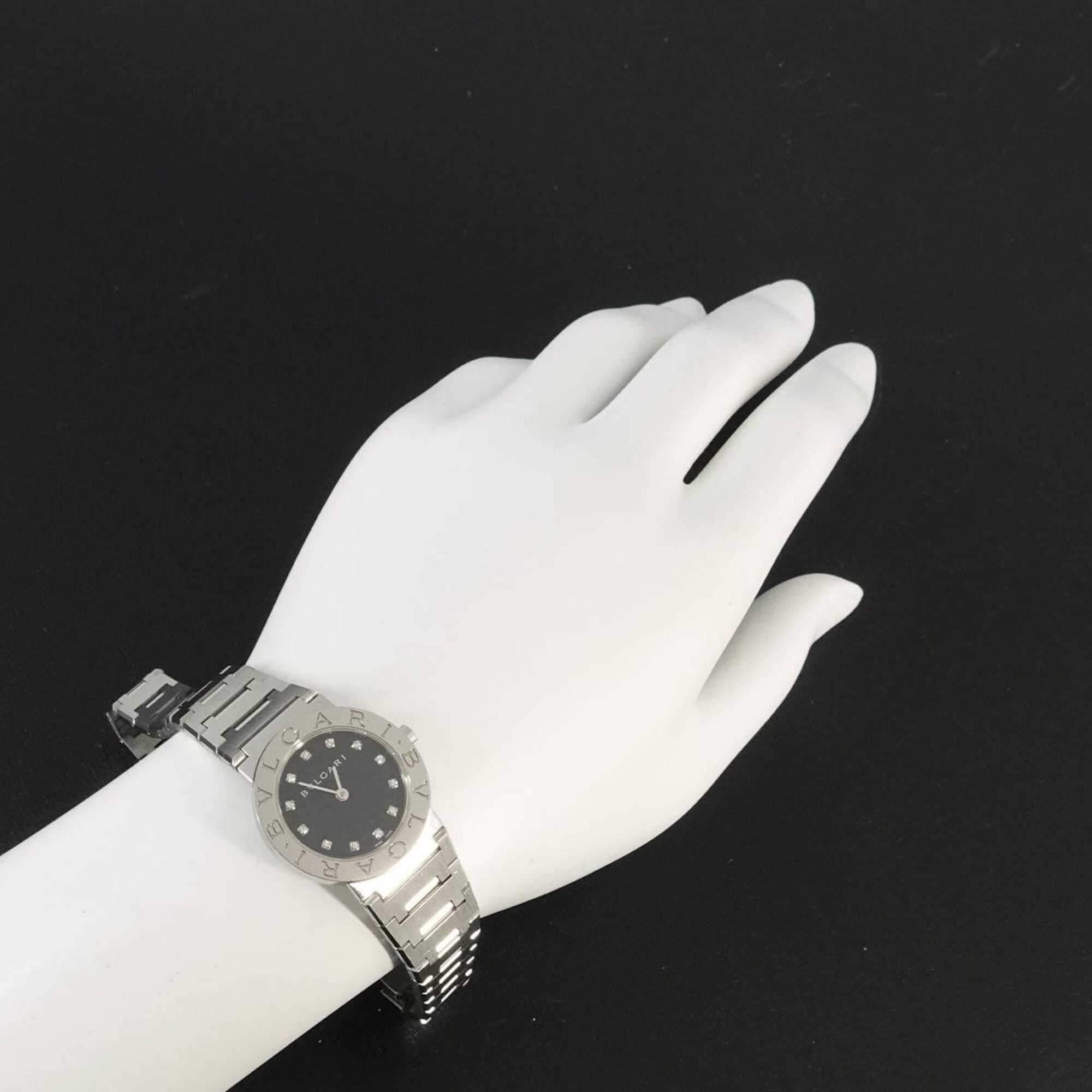 BVLGARI BB26SS Women's Watch 12P Diamond Black Quartz — Very Good