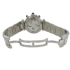 Cartier Pasha Chronograph Automatic Watch for Men, Stainless Steel (SS) W31030H3, Silver, with Open Caseback — Good