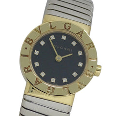 Bulgari BVLGARI Women's Watch, Brand: Tubogas, 12-Diamond Quartz Movement, 750YG (Yellow Gold) and 18K Stainless Steel (SS), Size L, Bangle, Round. (BB232T) — Good