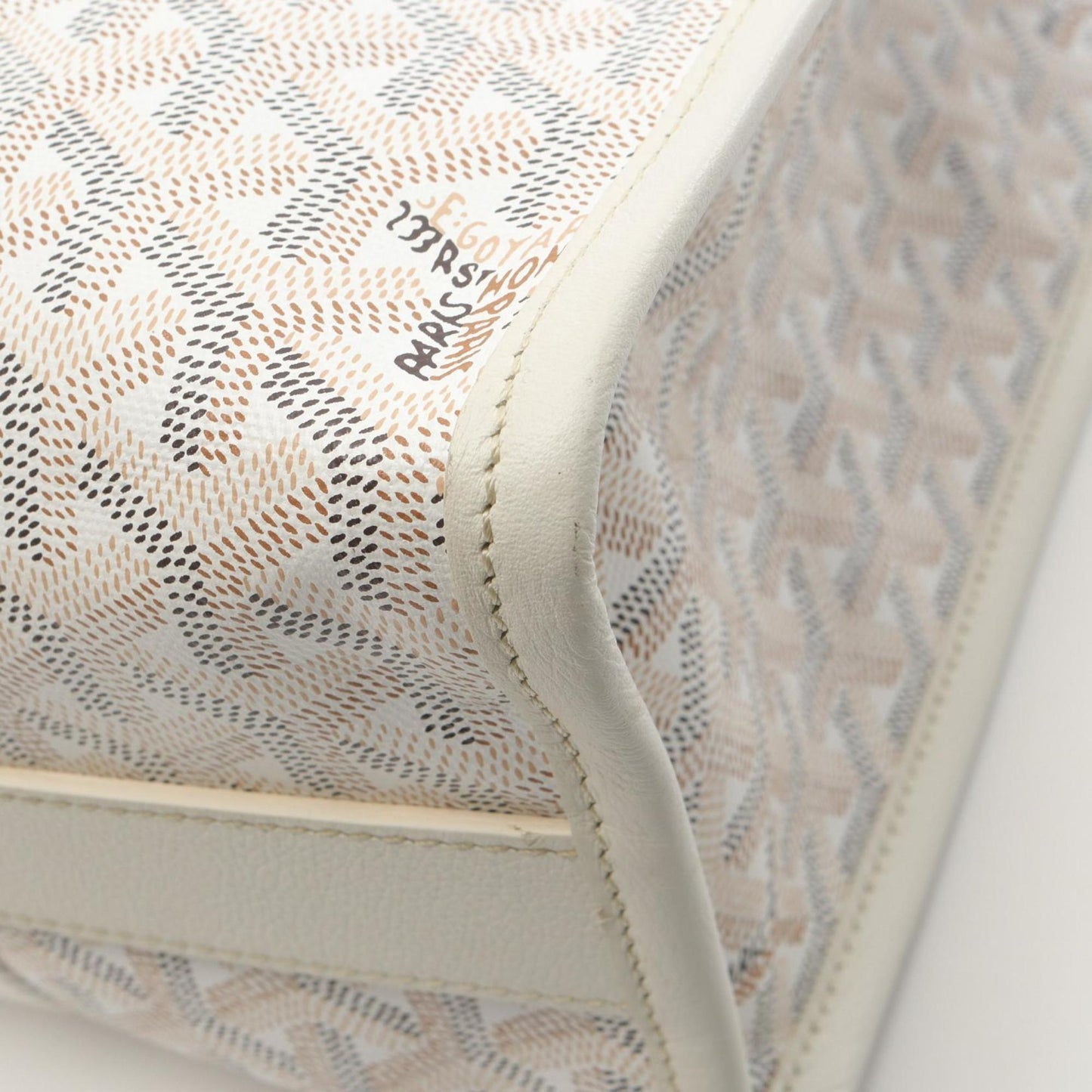 Goyard Villette PM Hulo Indian Motif Tote Bag in Coated Canvas and Leather, Women's, White, Multicolor