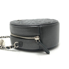 CHANEL Camellia CC Coco Mark Logo Crossbody Bag, Round Mini Shoulder Leather, Women's, Gray — Like New