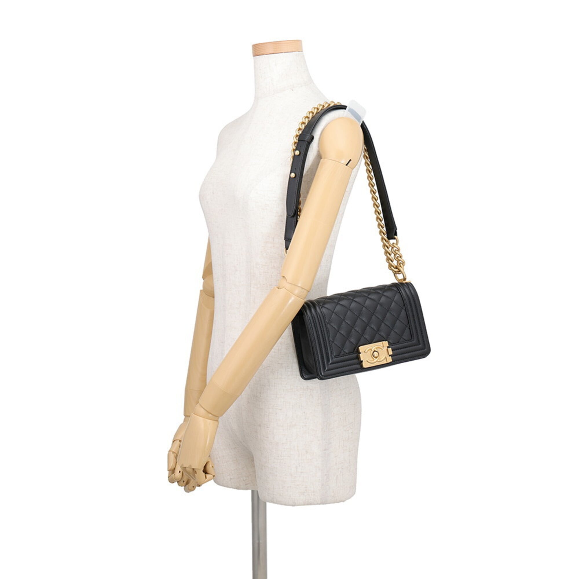 Chanel Chain Shoulder Bag Boy Small Matelassé Coco Mark A67085 BOY CHANEL Handbag Black Women's — Like New