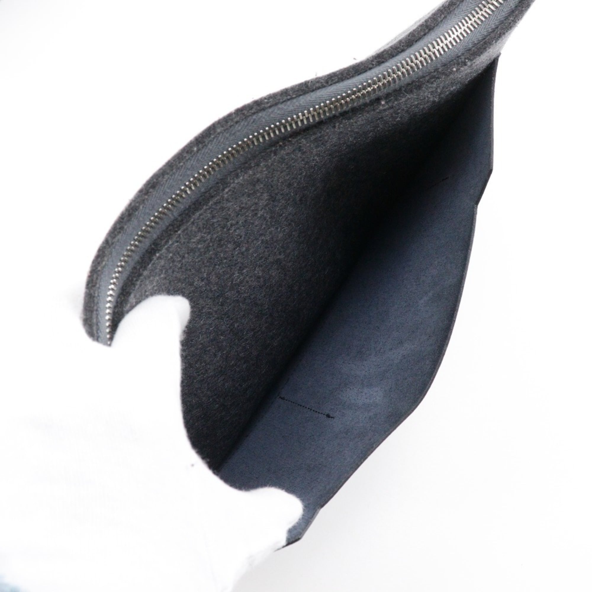 Hermes Too Doo 37 Clutch Bag Felt 2017 Gray A A5 Zipper Unisex