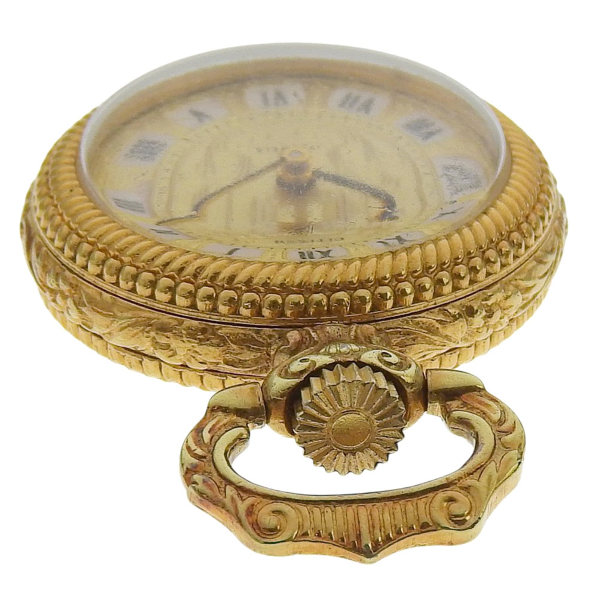 Citizen pocket watch, gold plated, hand-wound, analog display, dial, unisex — Good