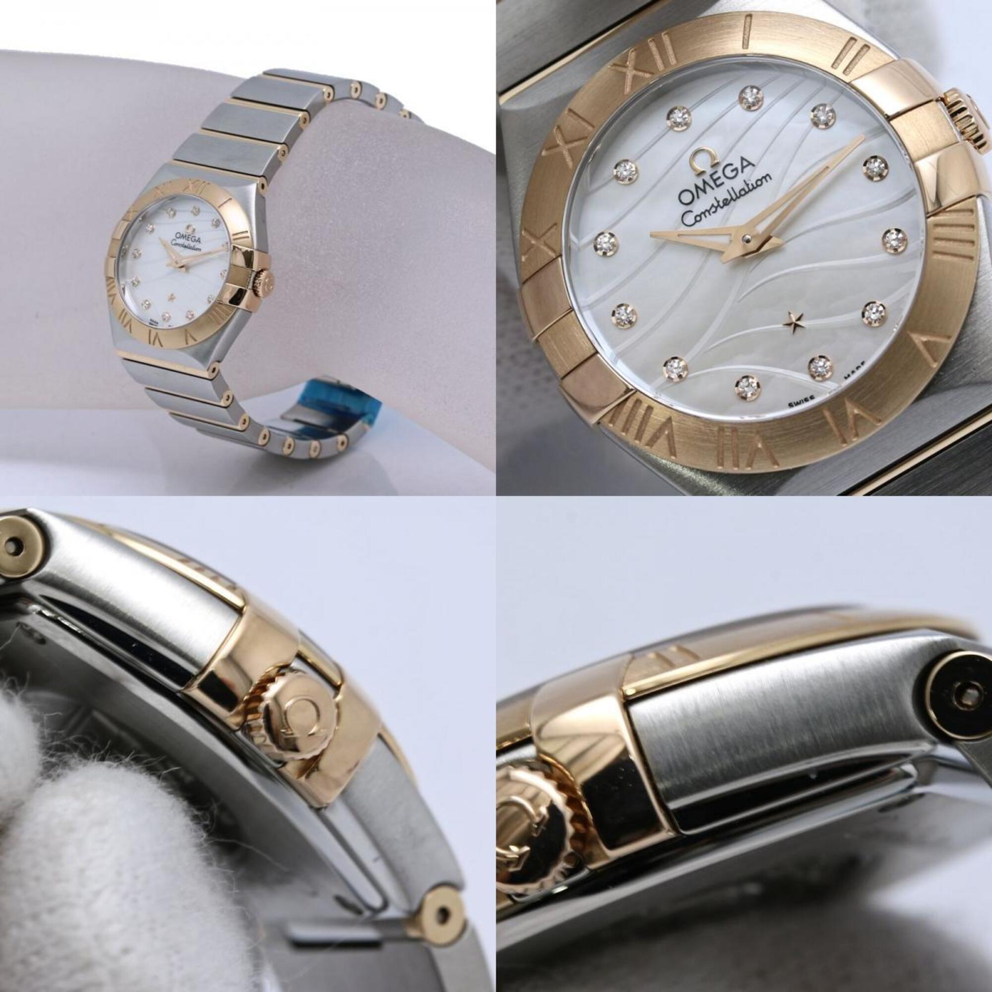 OMEGA Constellation Brushed 12P Diamond 123.20.27.60.55.006 Women's Watch SSx18KRG Rose Gold 40557 — Very Good