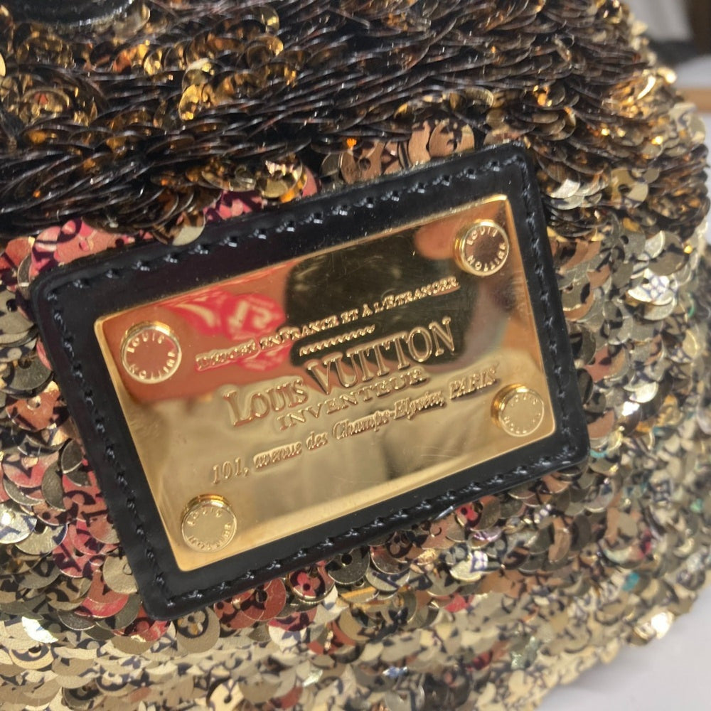 LOUIS VUITTON M40322 2010 Cruise Collection Noe Rococo All Sequin Shoulder Bag Handbag Leather Women's Gold L-240613-21 — Like New