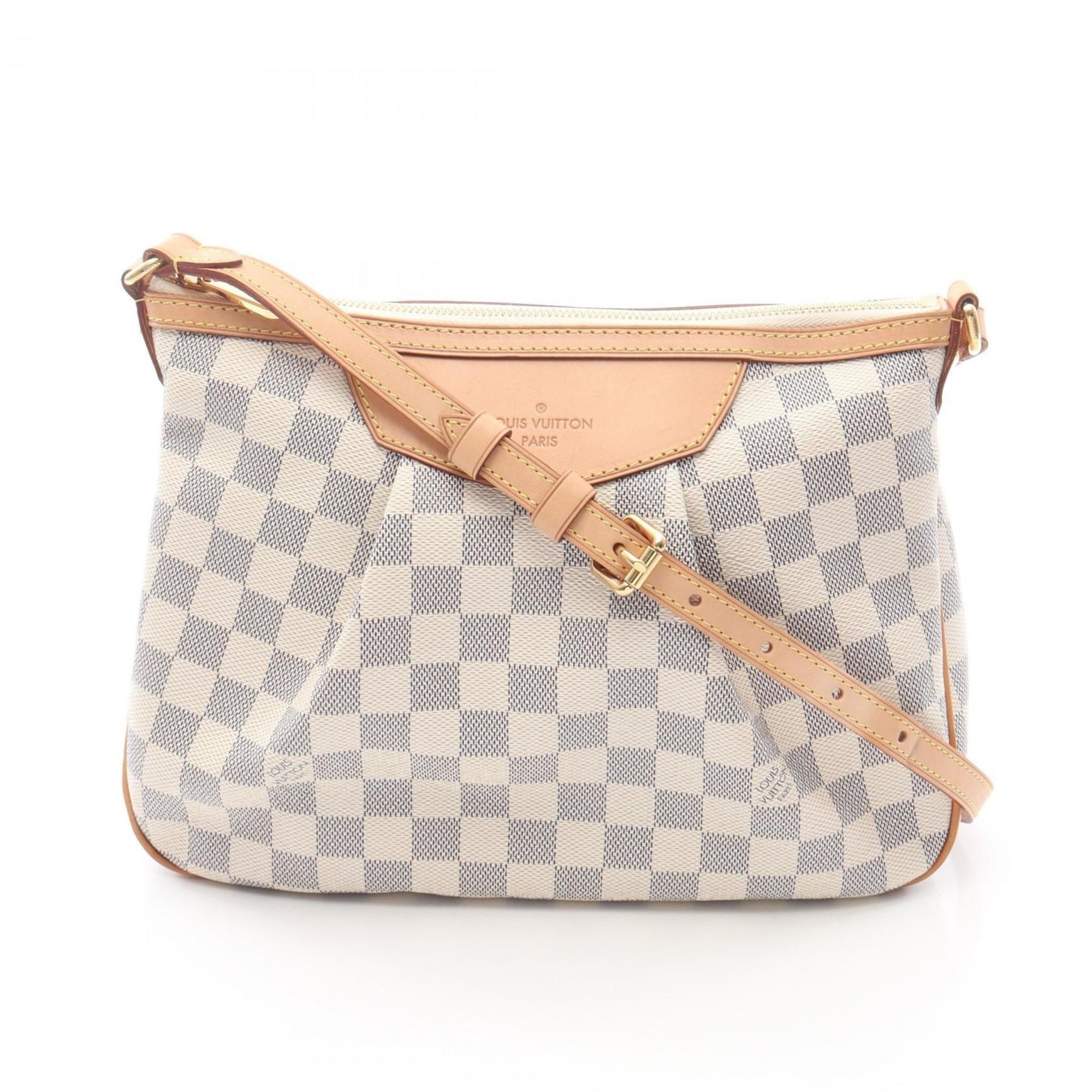 Louis Vuitton Siracusa PM Shoulder Bag/Handbag in Coated Canvas and Leather with Damier Azur Pattern, Women's, White, N41113