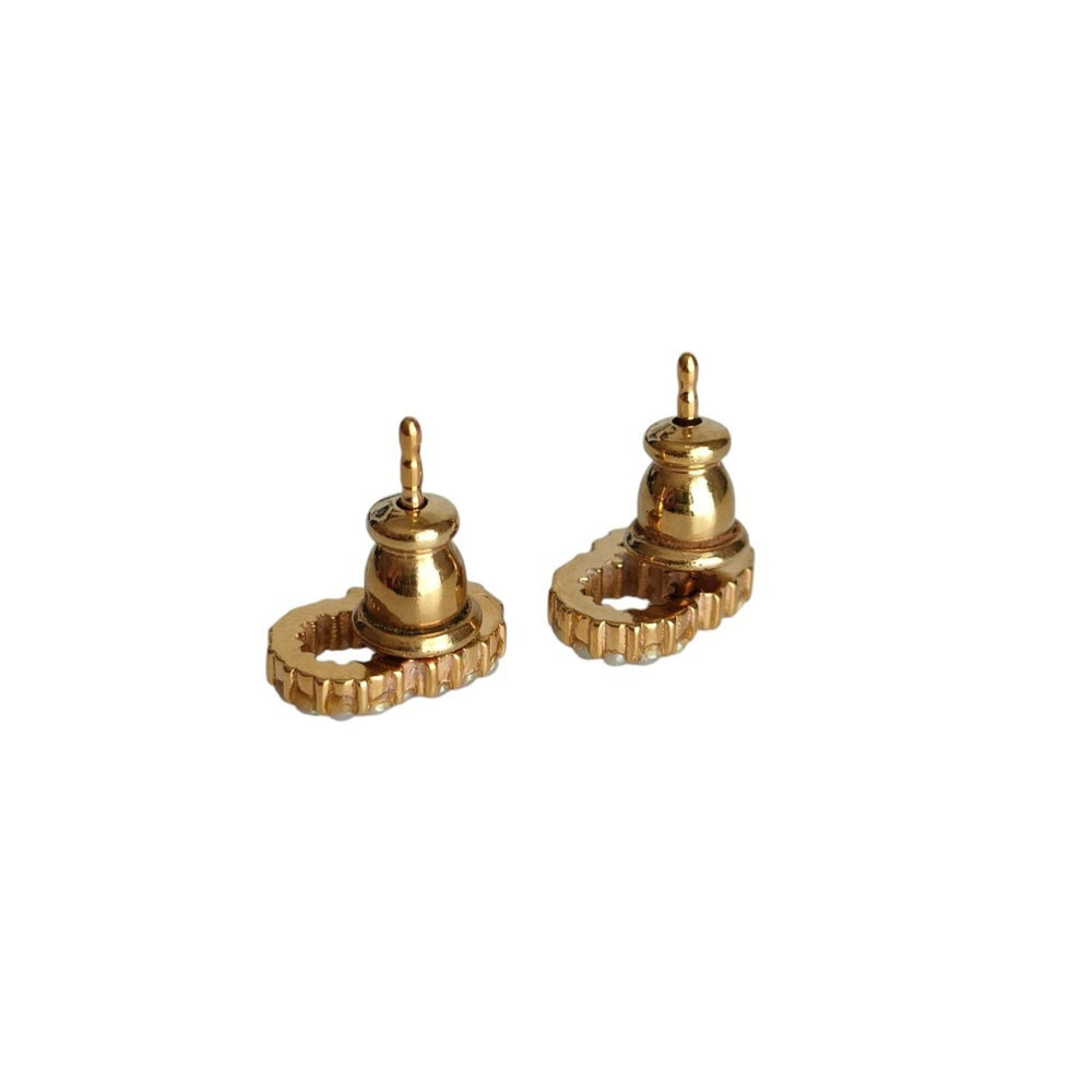 Christian Dior Clair D Lune Pearl Stud Earrings, Gold, Women's, Luxs, Pre-owned Brands — Like New