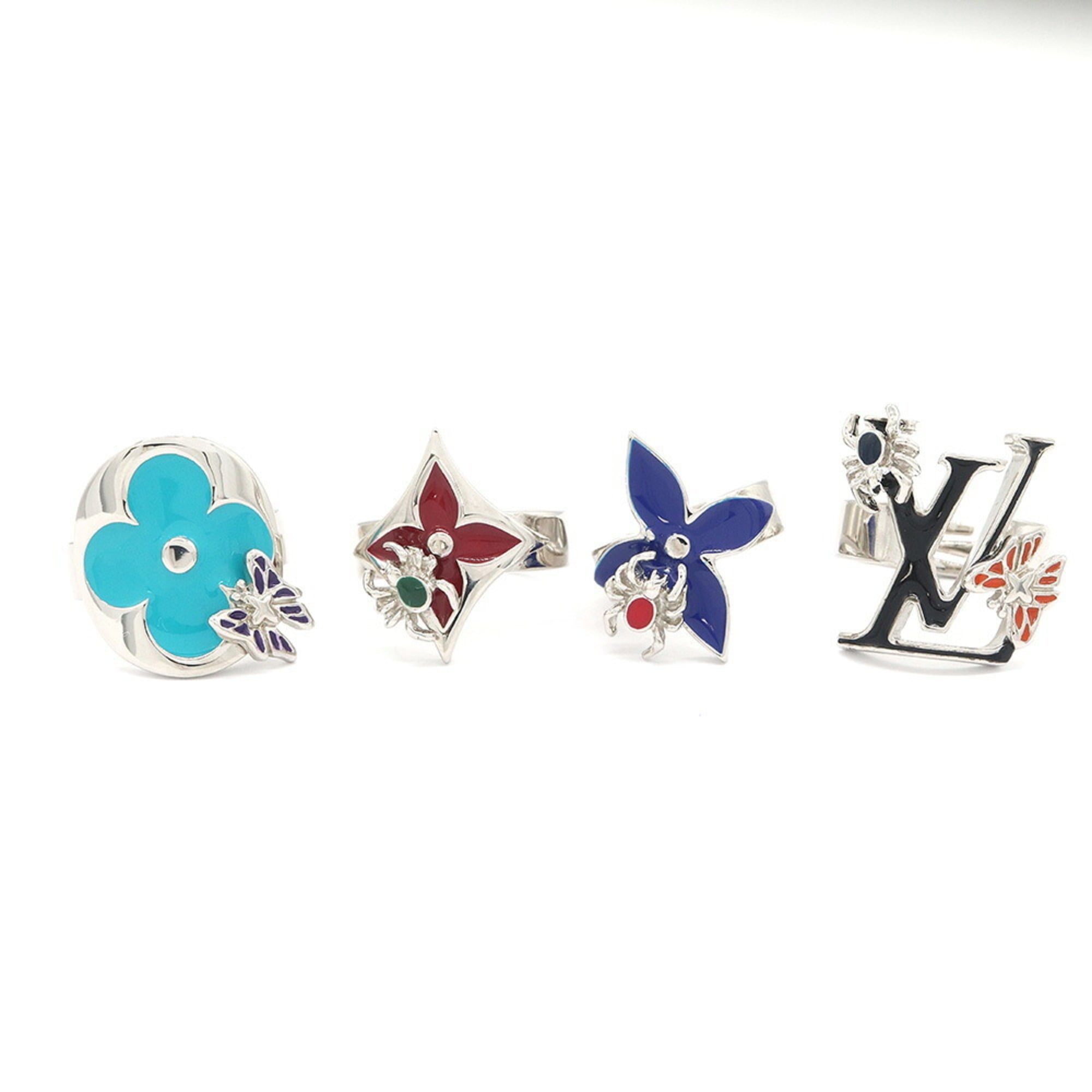 Louis Vuitton Ring Bague Set of 4 LV Fairy Tale MP2452 Silver Metal M Size Rings for Women LOUIS VUITTON — Like New