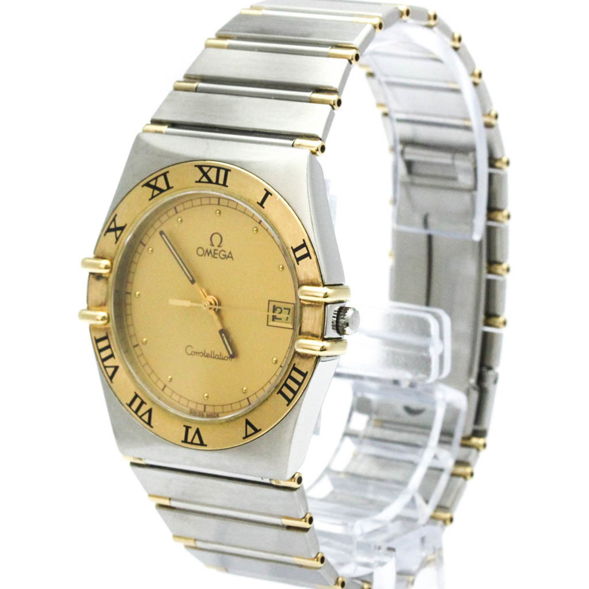 OMEGA Constellation 18K Gold Steel Quartz Mens Watch 396.1080 Polished — Very Good