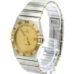 OMEGA Constellation 18K Gold Steel Quartz Mens Watch 396.1080 Polished — Very Good