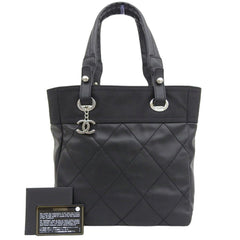 Like new CHANEL Paris-Biarritz PM A34208 with seal, 1 hand tote bag, coated canvas, black — Like New