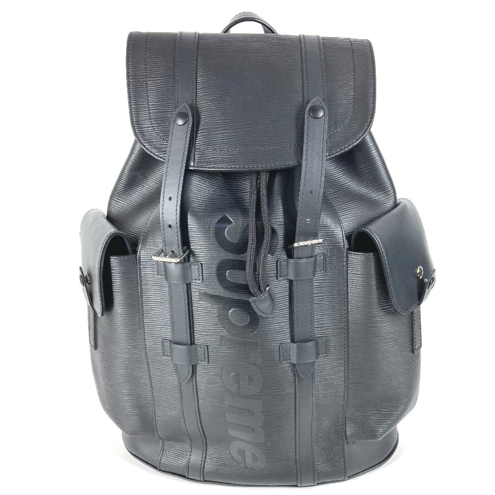 LOUIS VUITTON M53413 Epi Supreme Collaboration Christopher PM Backpack Bag Rucksack Leather Men's Noir Black — Like New