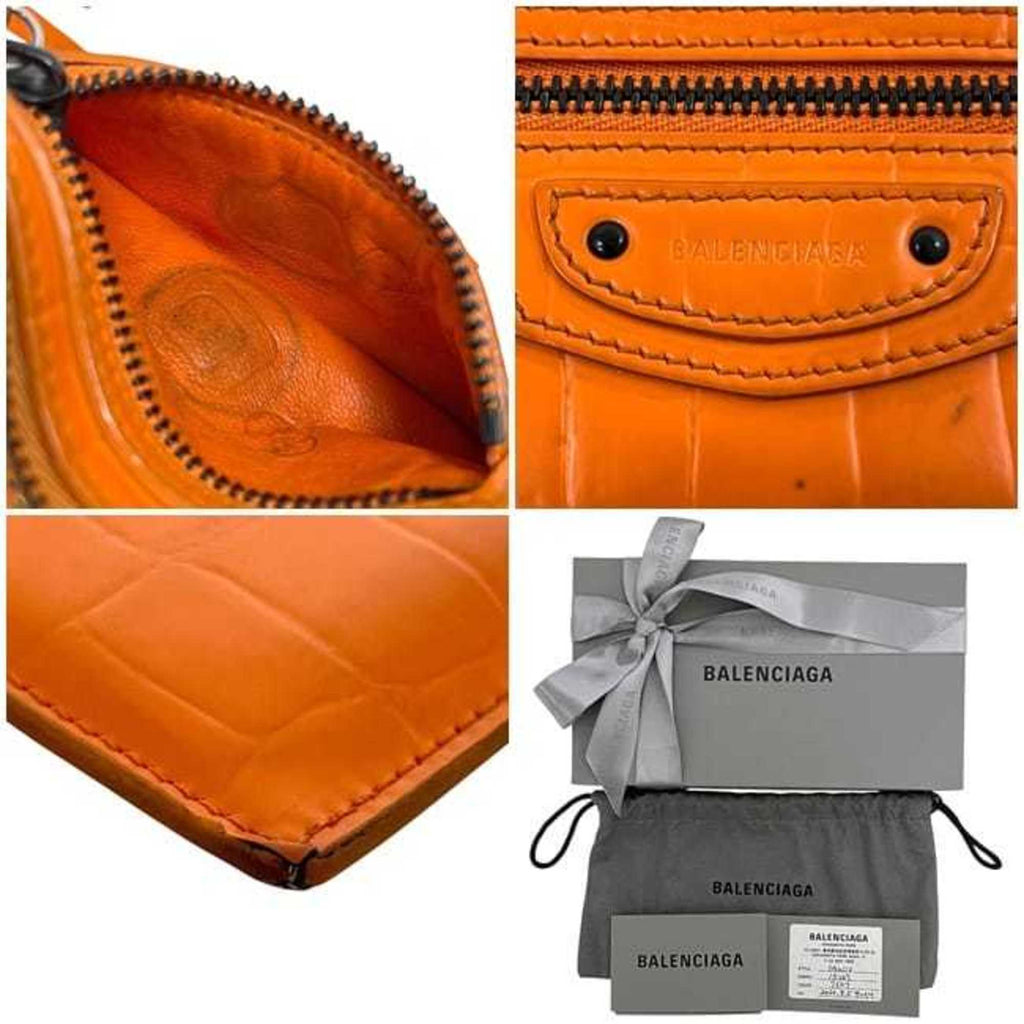 Balenciaga Neo Classic Coin Case ec-24249 Orange 640110 Leather Purse 7507 U 568148 BALENCIAGA Mini Wallet for Men and Women
