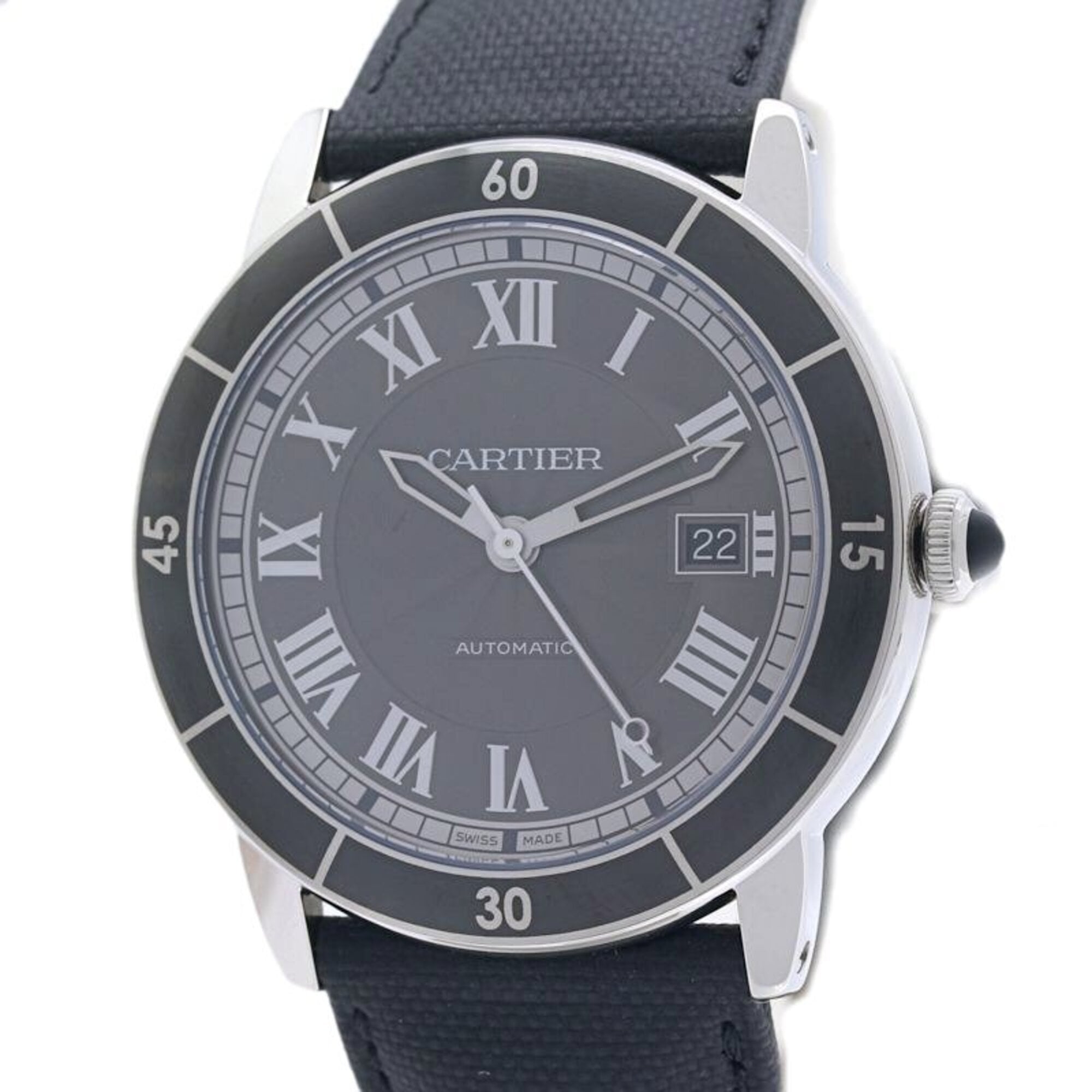 CARTIER Cartier Ronde Croisière de Date WSRN0003 Men's Watch Stainless Steel x Cowhide Leather 40385 — Good