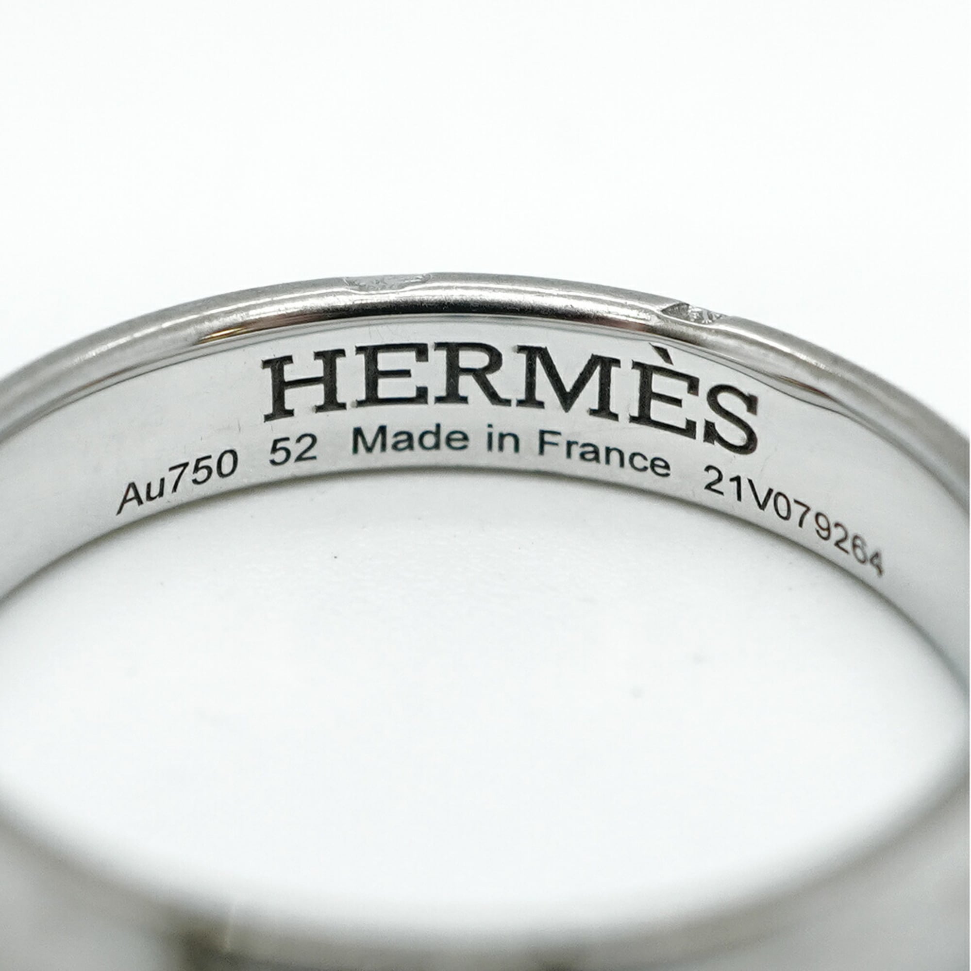 Hermes Ever Hercules Ring, 18K White Gold with Diamonds, #52, Women's