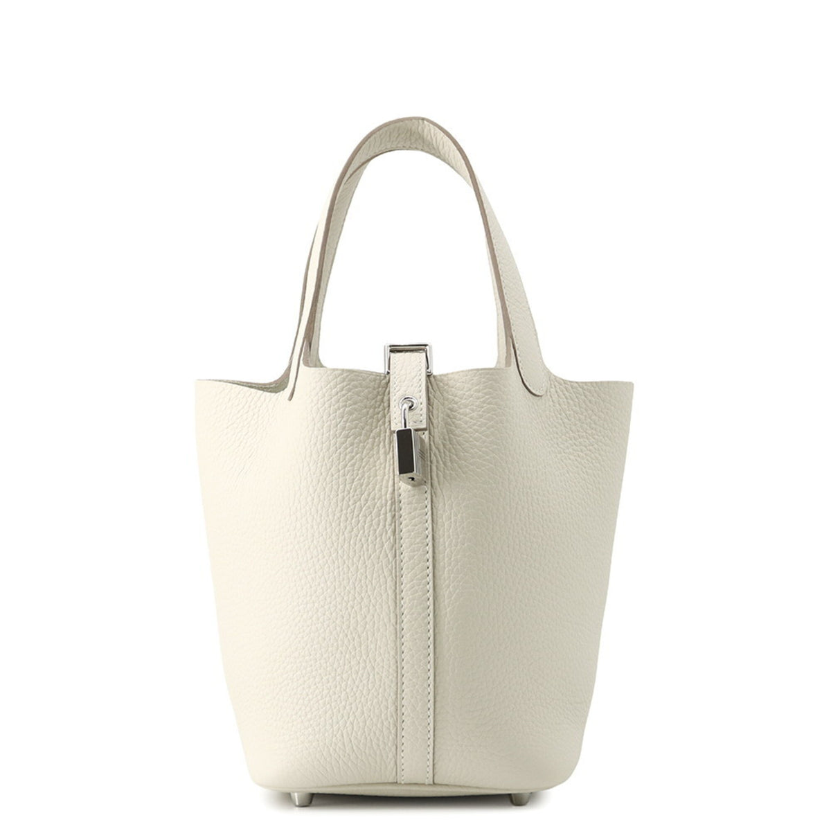 Hermes Picotin Lock PM Handbag, Craie Taurillon Clemence Leather, K Stamp, HERMES Tote Bag, Lock, Women's — Like New