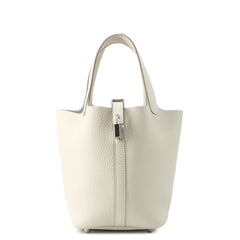 Hermes Picotin Lock PM Handbag, Craie Taurillon Clemence Leather, K Stamp, HERMES Tote Bag, Lock, Women's — Like New