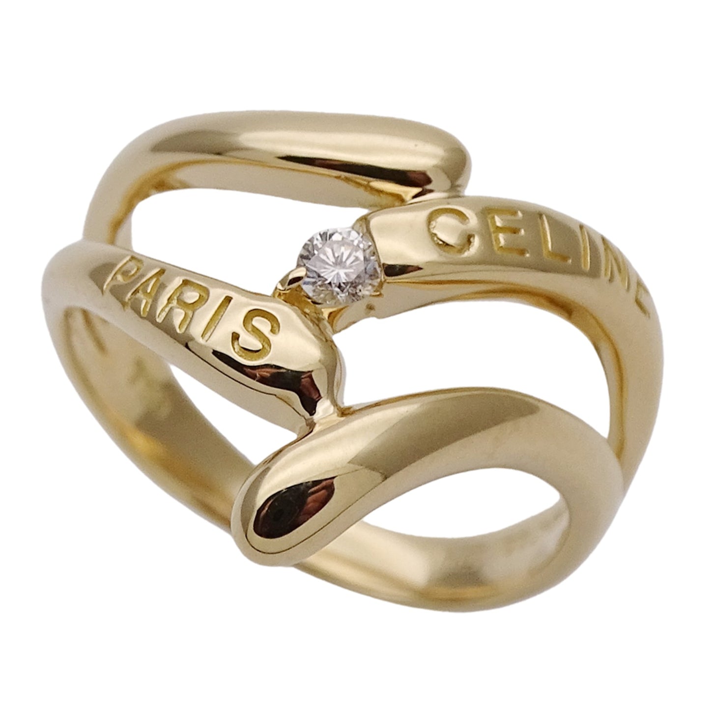 Celine women's ring, 750YG yellow gold with diamonds, D0.07, polished.