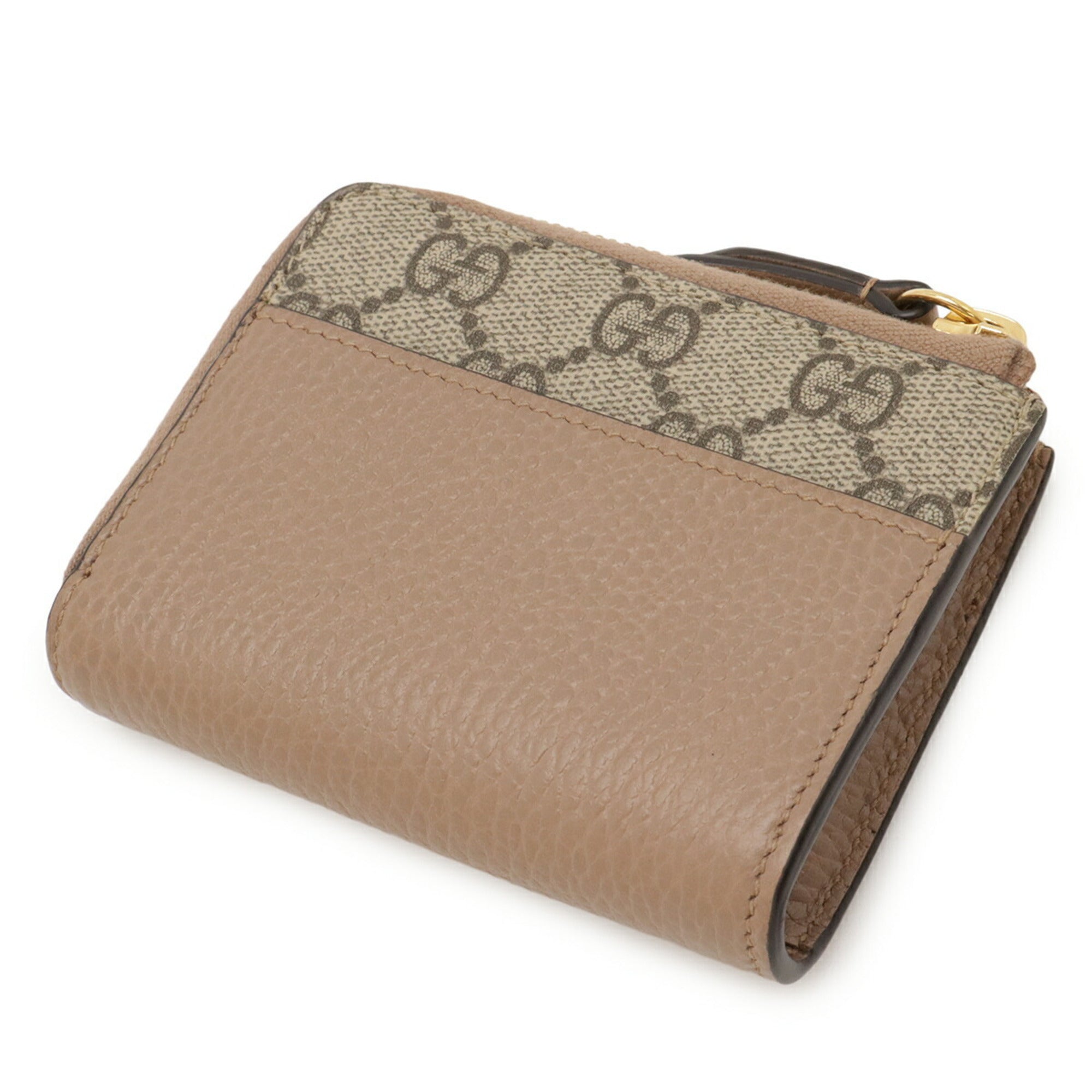 GUCCI GG Marmont Supreme Compact Wallet, L-Shaped, Pink Beige, 658609