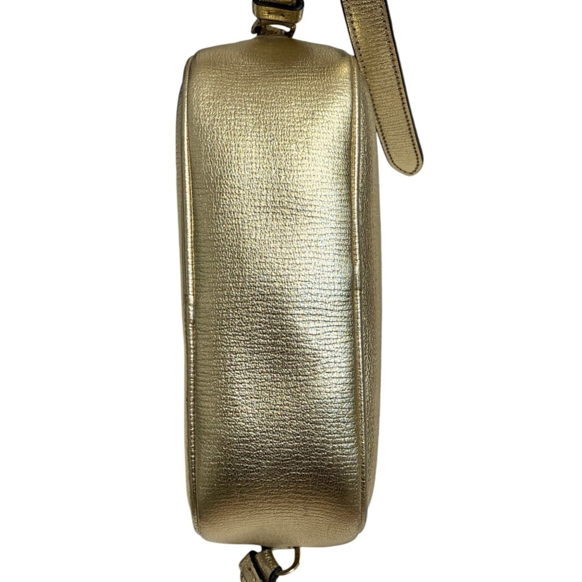 Salvatore Ferragamo Vara Ribbon Camera Shoulder Bag AU-21 H498 Gold Color Women's — Like New