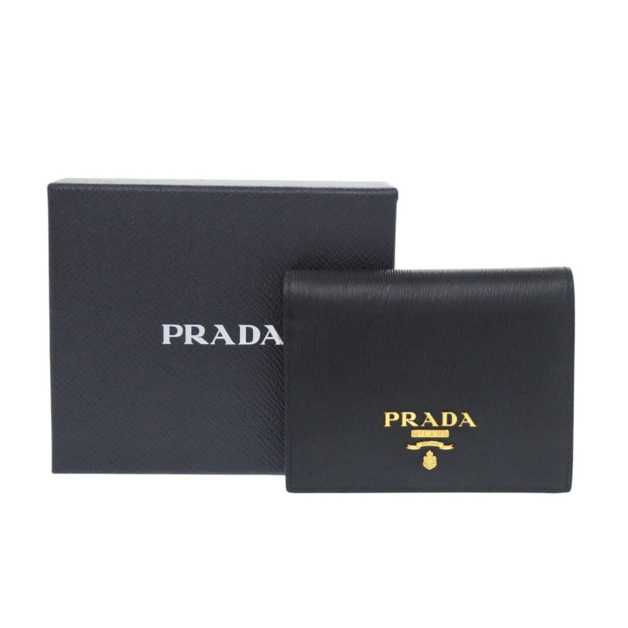 Like new Prada 1MV204 Vitello Move Leather Black Bifold Wallet 1081