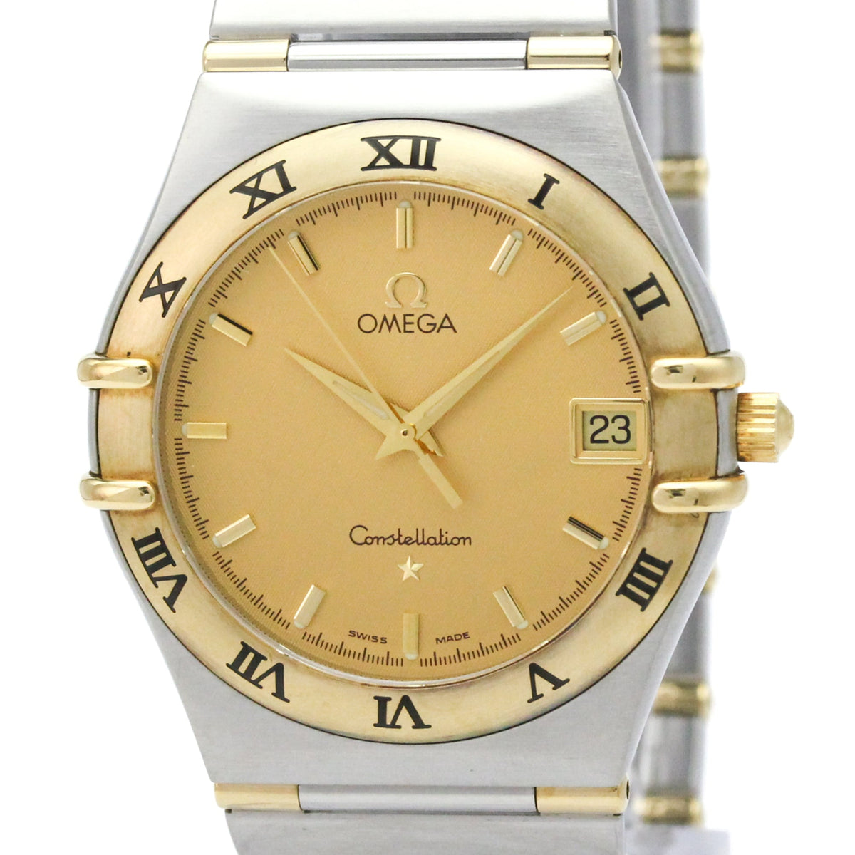 OMEGA Constellation 18K Gold Steel Quartz Mens Watch 1312.10 Polished — Very Good
