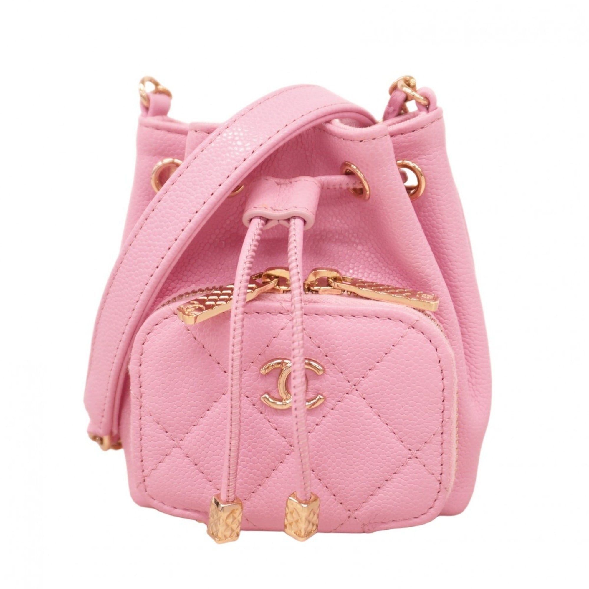 Chanel Matelasse Shoulder Bag with Chain, Caviar Skin, Pink Champagne, Women's, P2327242