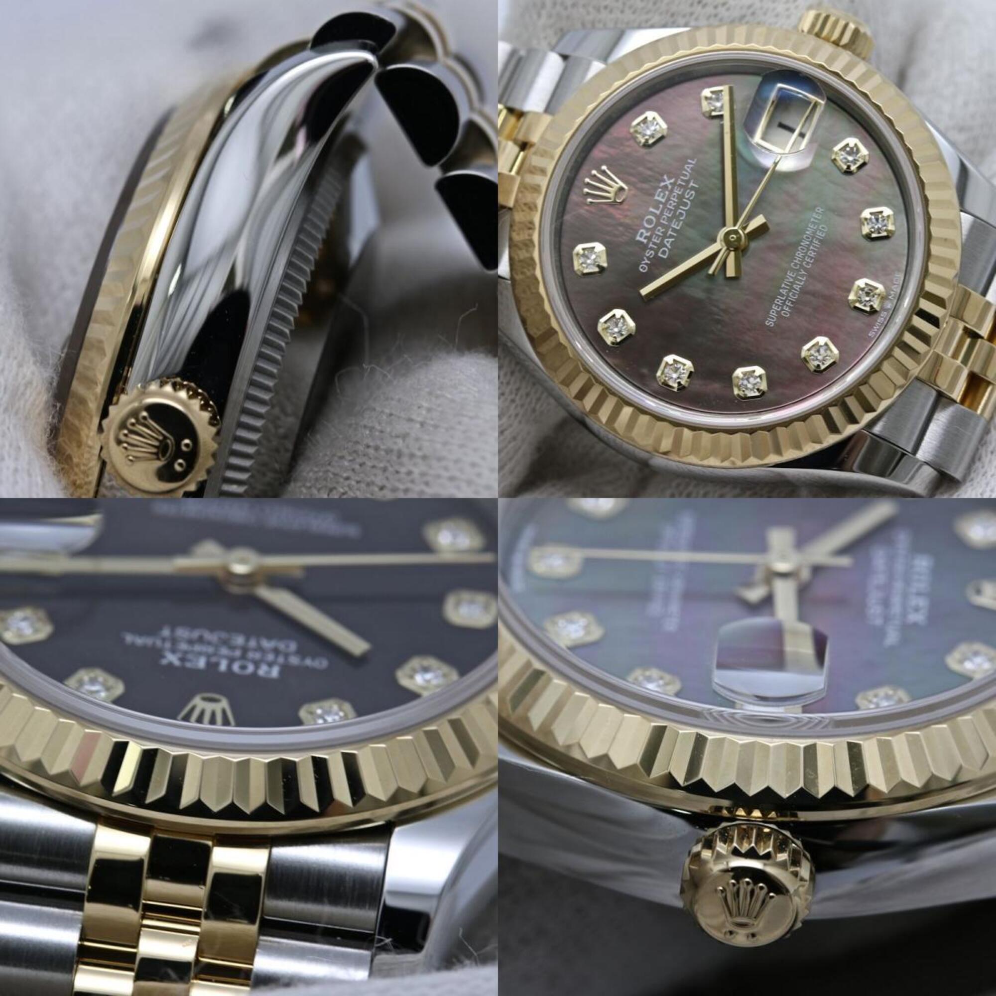 ROLEX Datejust 31 10P Diamond Black Shell 278273NG Random Serial Number Women's Watch SSx18K Yellow Gold 40460 — Like New