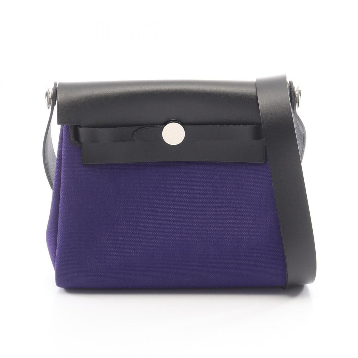 Hermes Herbag Zip Mini Shoulder Bag Handbag Canvas Leather Toile Military Vache Hunter Women's Purple Black — New - Store Return