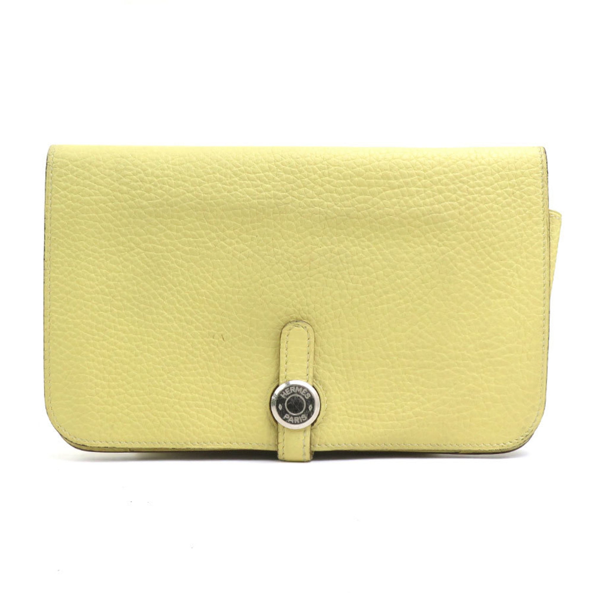 Hermes Hermès Dogon Duo Togo Jaune Poussin Long Wallet, Unisex, 56491a