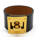 Hermes Hermès Kelly Dog Bangle Bracelet in Black Box Calf Leather