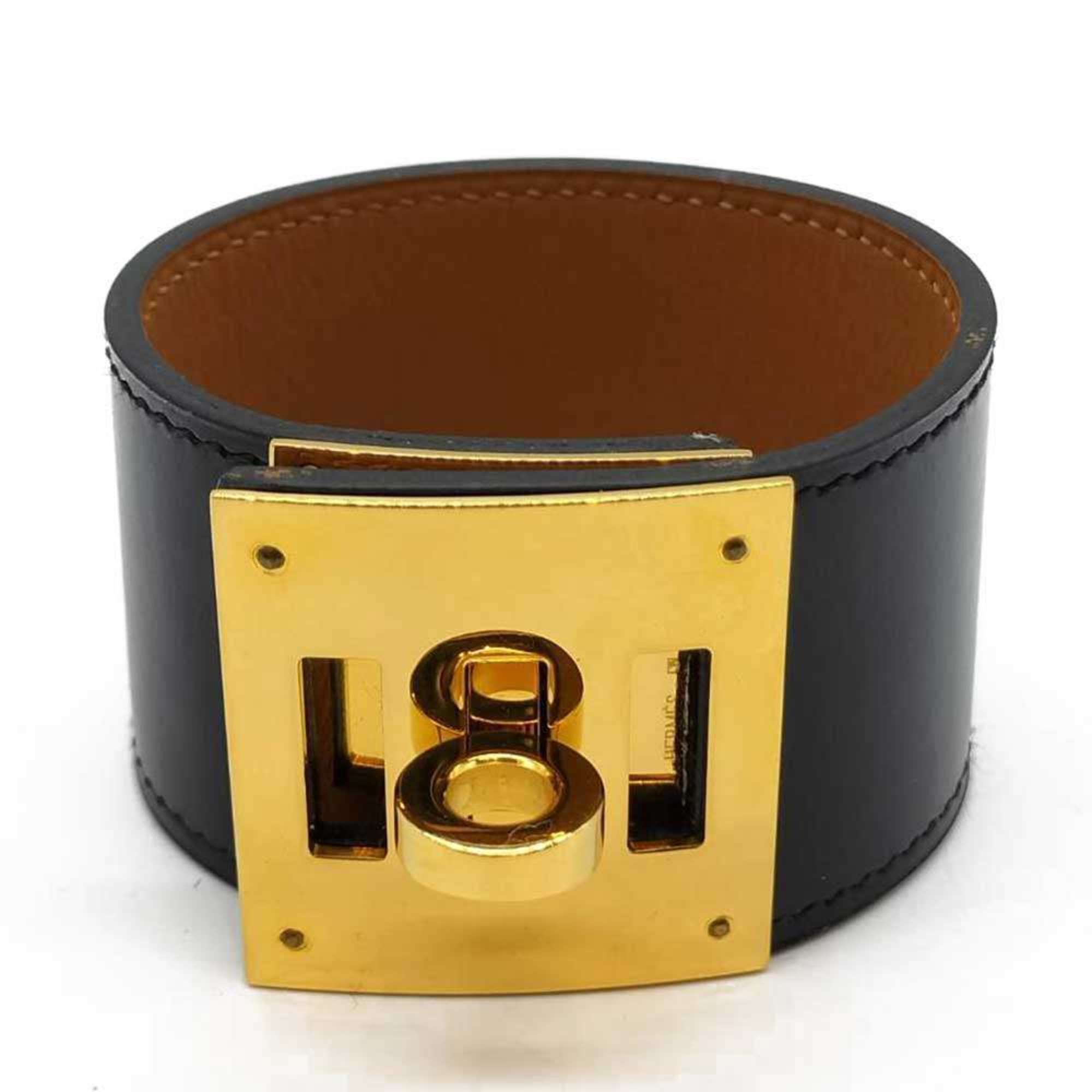 Hermes Hermès Kelly Dog Bangle Bracelet in Black Box Calf Leather